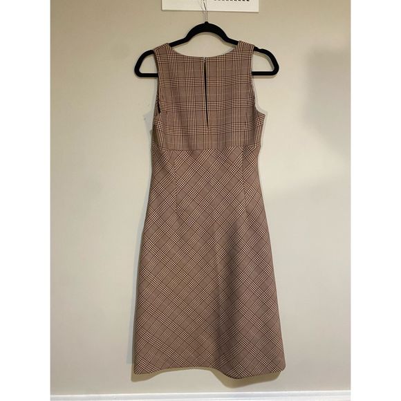 W by Worth Rust Red Cream Checked V-Neck Midi Dress, Size 6 - Picture 8 of 13